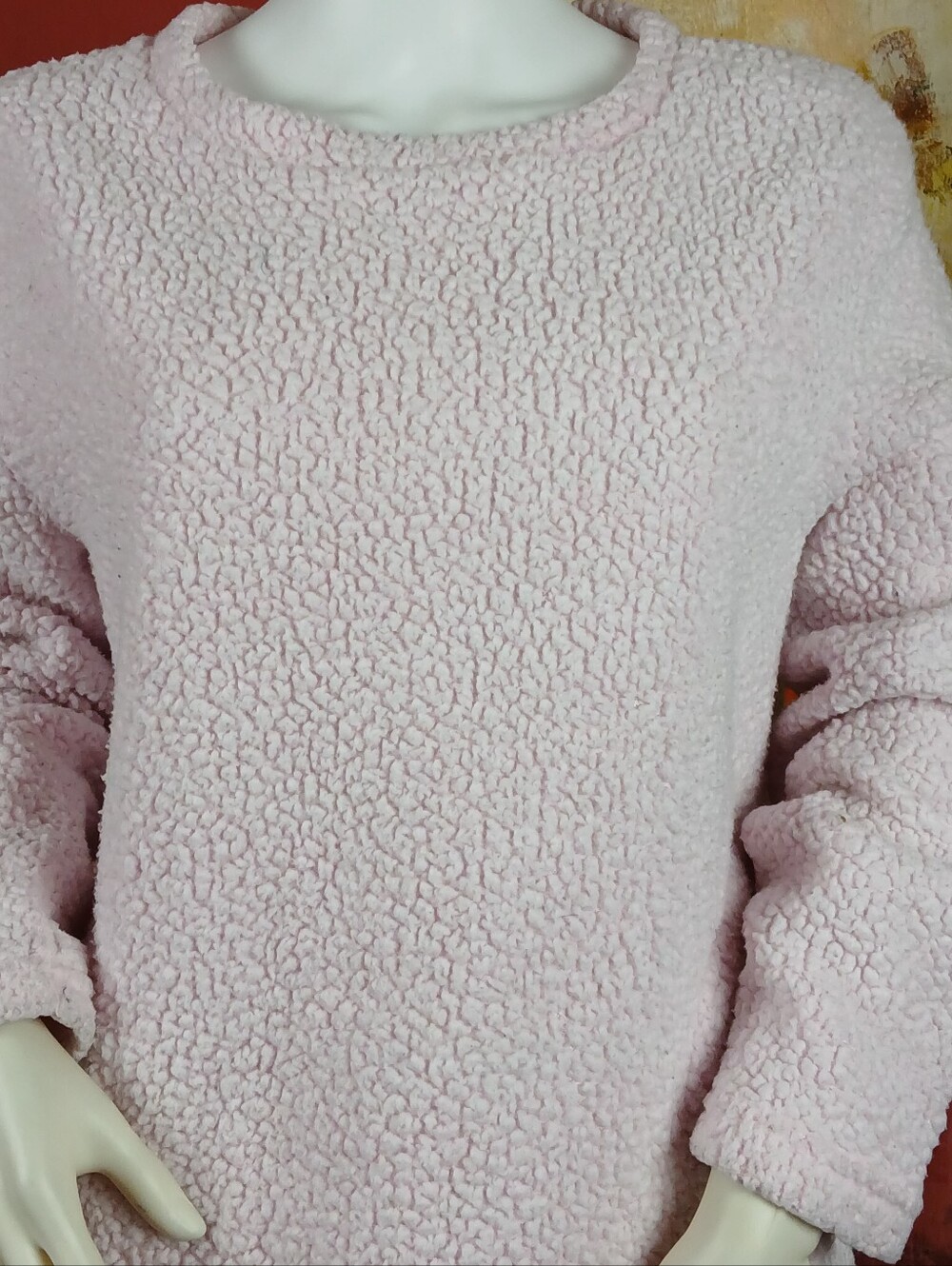 Secret Treasures Light Pink Sherpa Crewneck Sweater